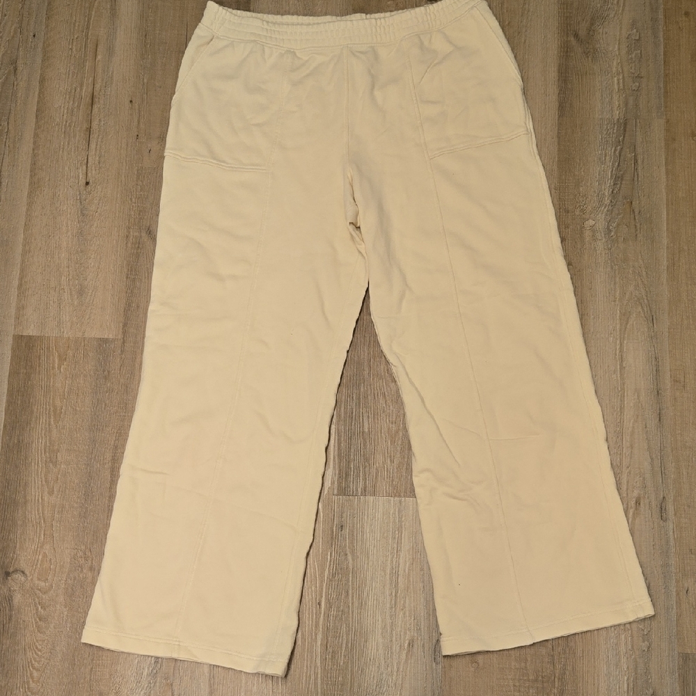 Aerie Cream Wide Leg Sweatpants